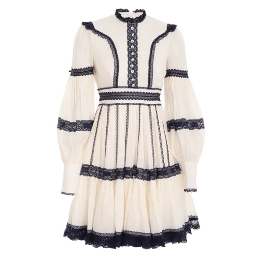 Vestido Zimmermann Branco Detalhe Preto Tam 36 BR