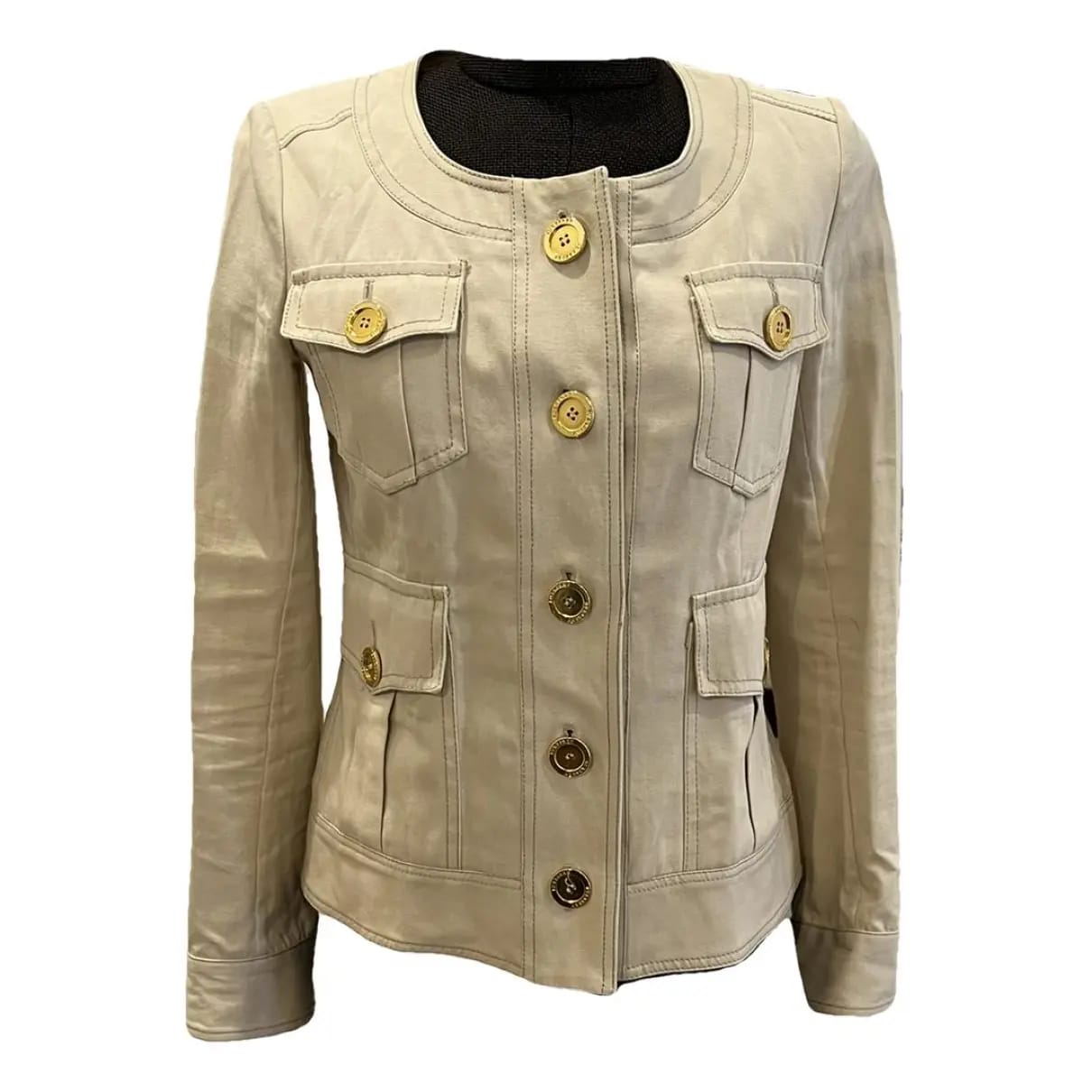 Jaqueta Burberry Bege E Botão Dourado Tam 36 BR