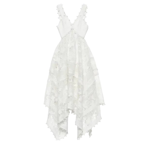 Vestido Zimmermann Corsage Embellished Midi Dress Branco Tam 34 BR