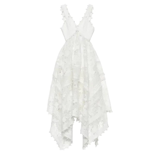 Vestido Zimmermann Corsage Embellished Midi Dress Branco Tam 34 BR