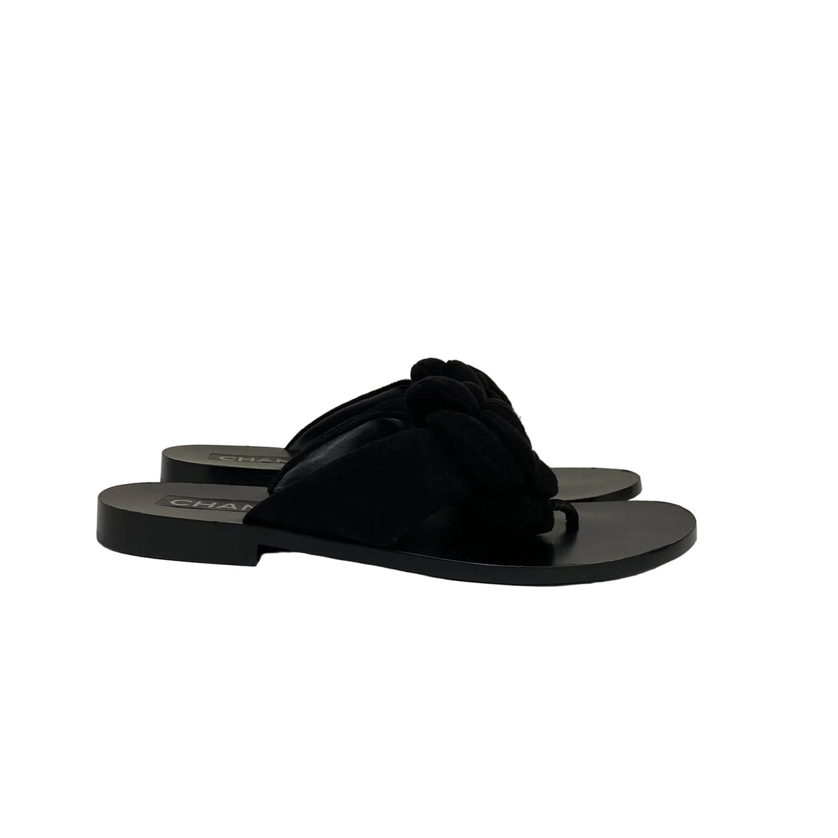 Rasteira Chanel Preta Camelia Tam 37 BR