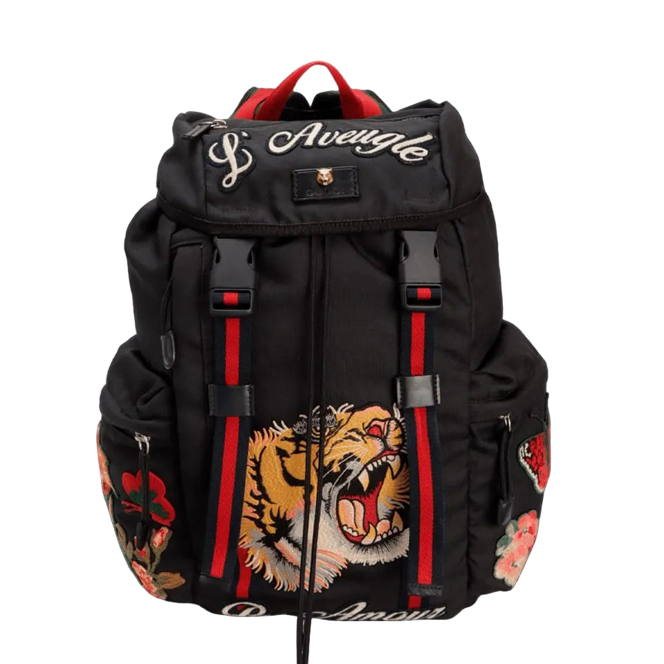 Mochila Gucci L aveugle Par Amour Tachpack Preta Grande