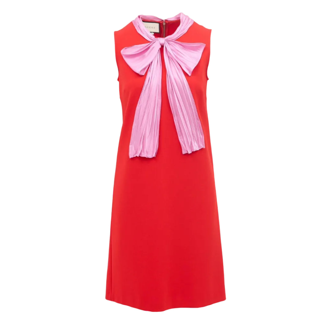 Vestido Gucci Vermelho Laço Rosa Tam 36 BR