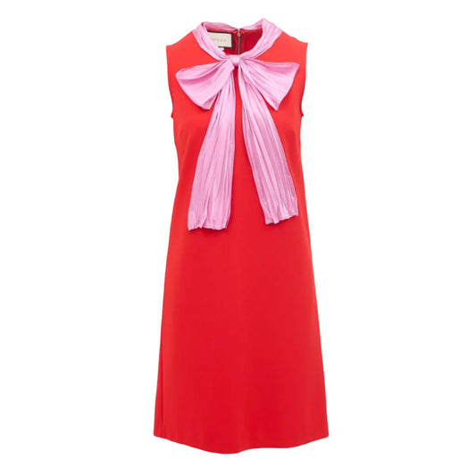 Vestido Gucci Vermelho Laço Rosa Tam 36 BR