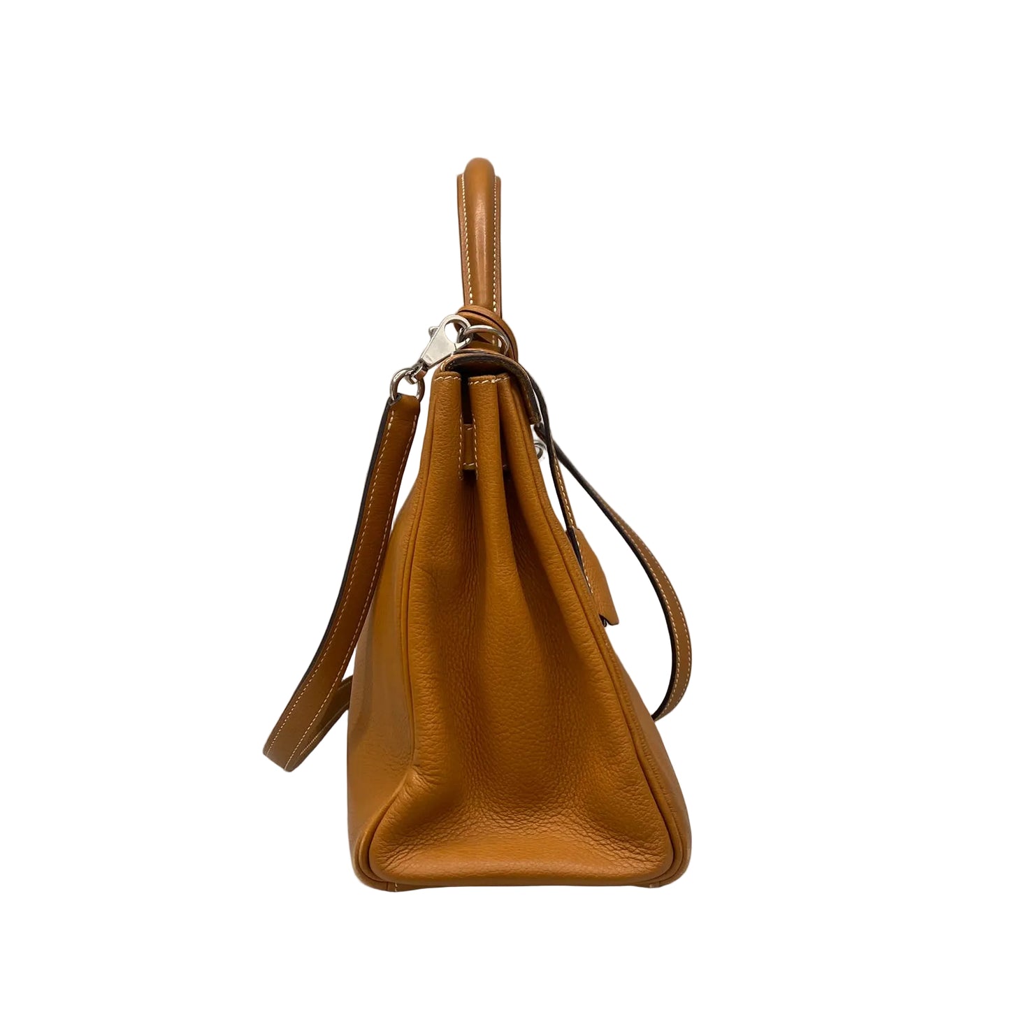 Bolsa Hermes Kelly 28 Clemence Gold Ferragem Palladium