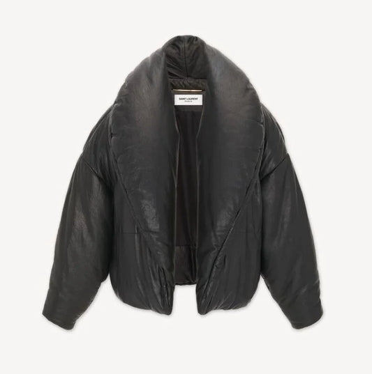 Casaco Saint Laurent Couro Preto Tam Unico