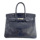 Bolsa Hermès Birkin 35 Croco Azul Marinho