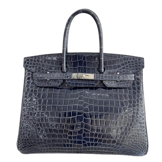 Bolsa Hermès Birkin 35 Croco Azul Marinho