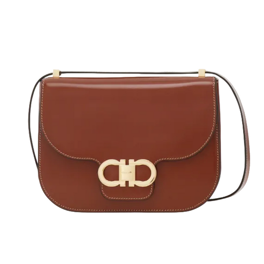 Bolsa Ferragamo Double Gancini North-South Caramelo