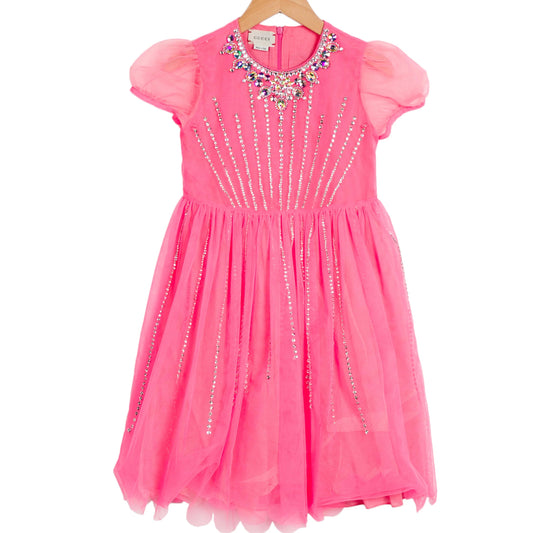 Vestido Tule Gucci Rosa Infantil Tam. 4 Anos