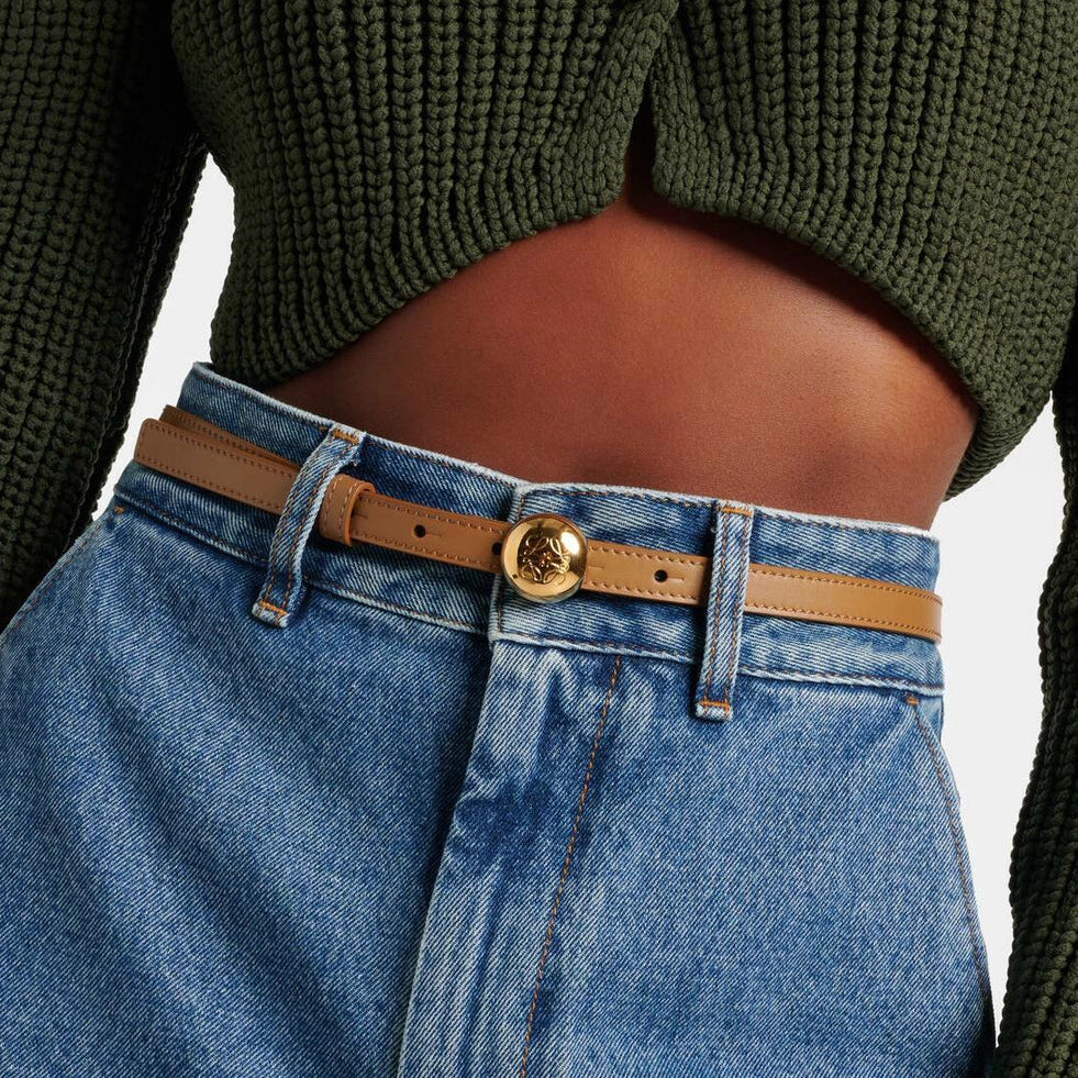 Cinto Loewe Marrom E Dourado
