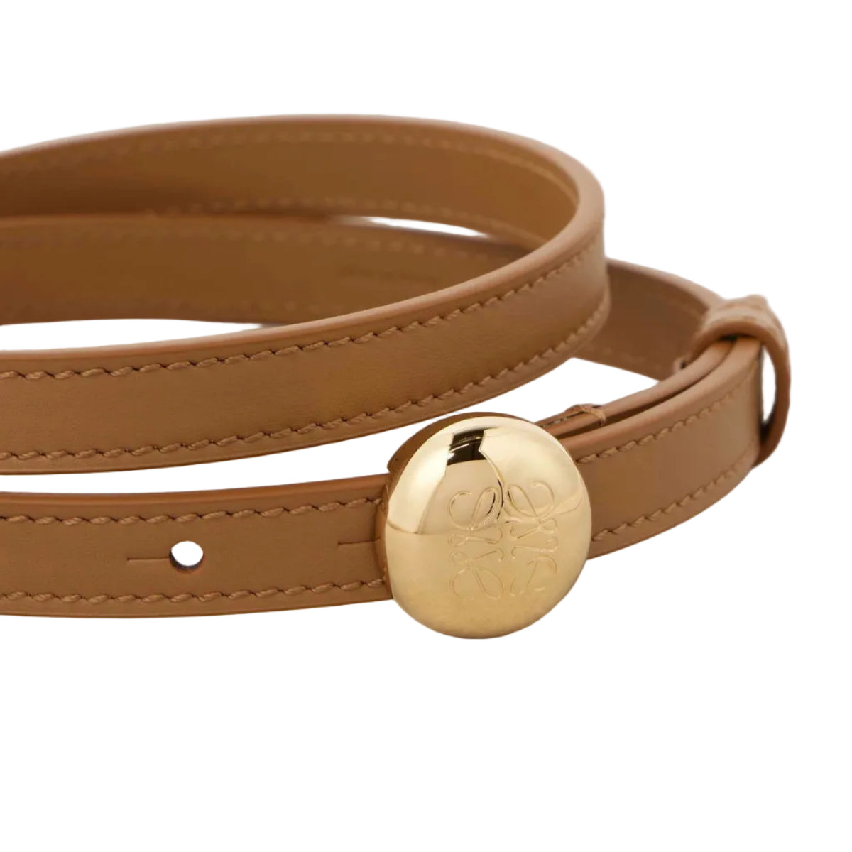 Cinto Loewe Marrom E Dourado