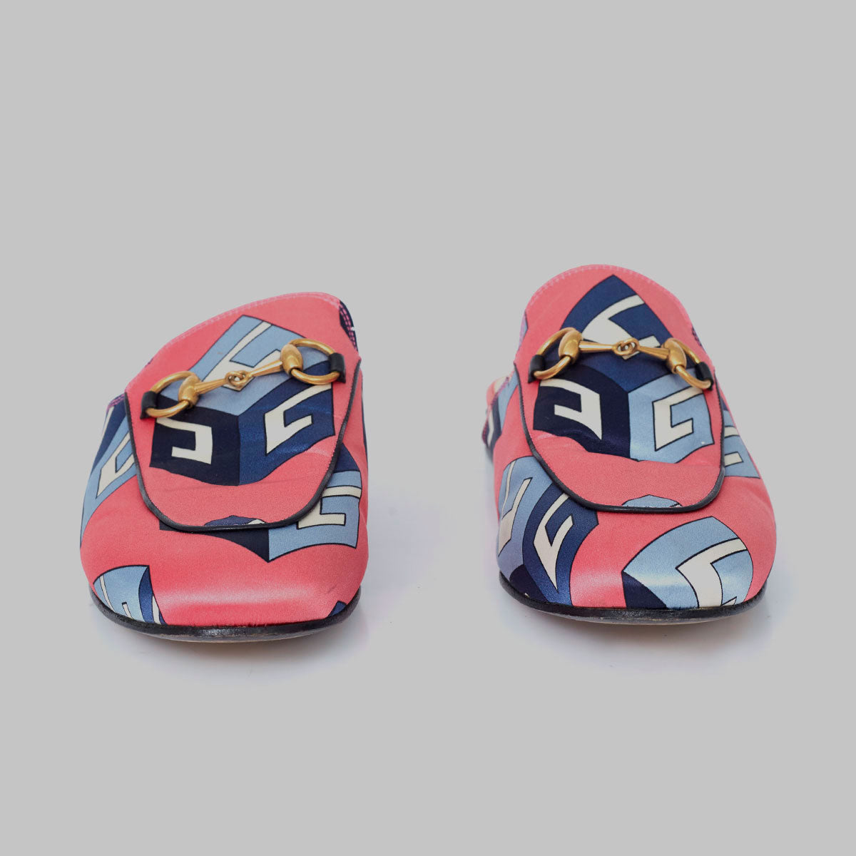 ⁠Mule Gucci Princetown Horsebit Rosa Estampado Tam. 34 Br