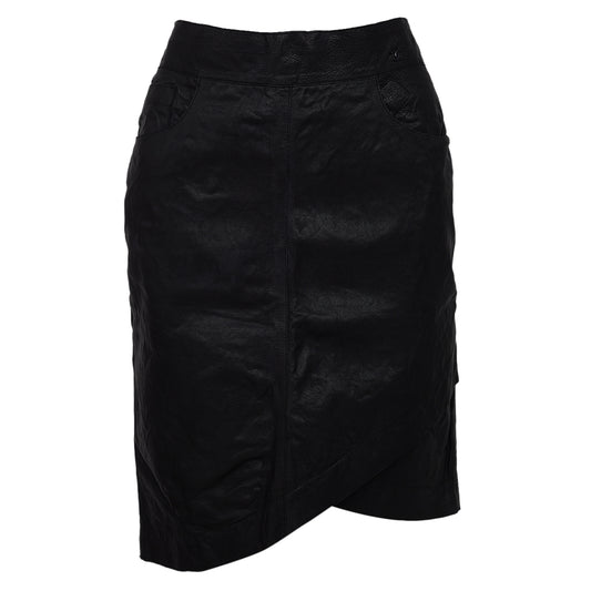 Saia Chanel Média Couro Preto Tam 36 Br