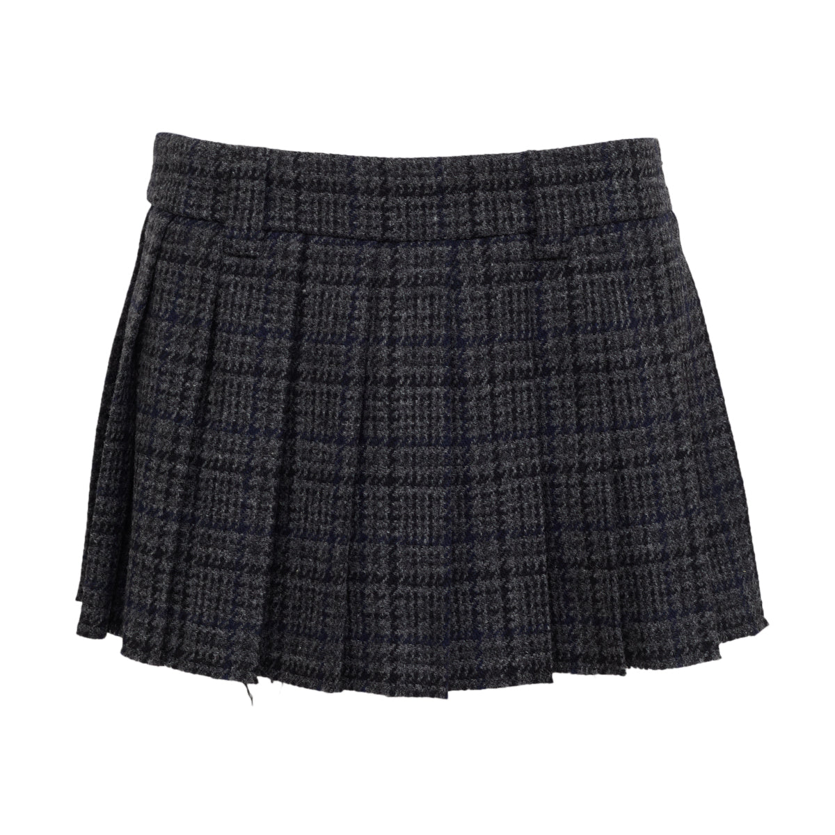 Saia Miu Miu Xadrez Tweed Azul Escuro Tam 36 Br