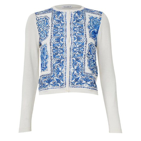 Casaquinho Dolce&Gabbana Azul e Off White Infantil Tam 11/12 Anos BR