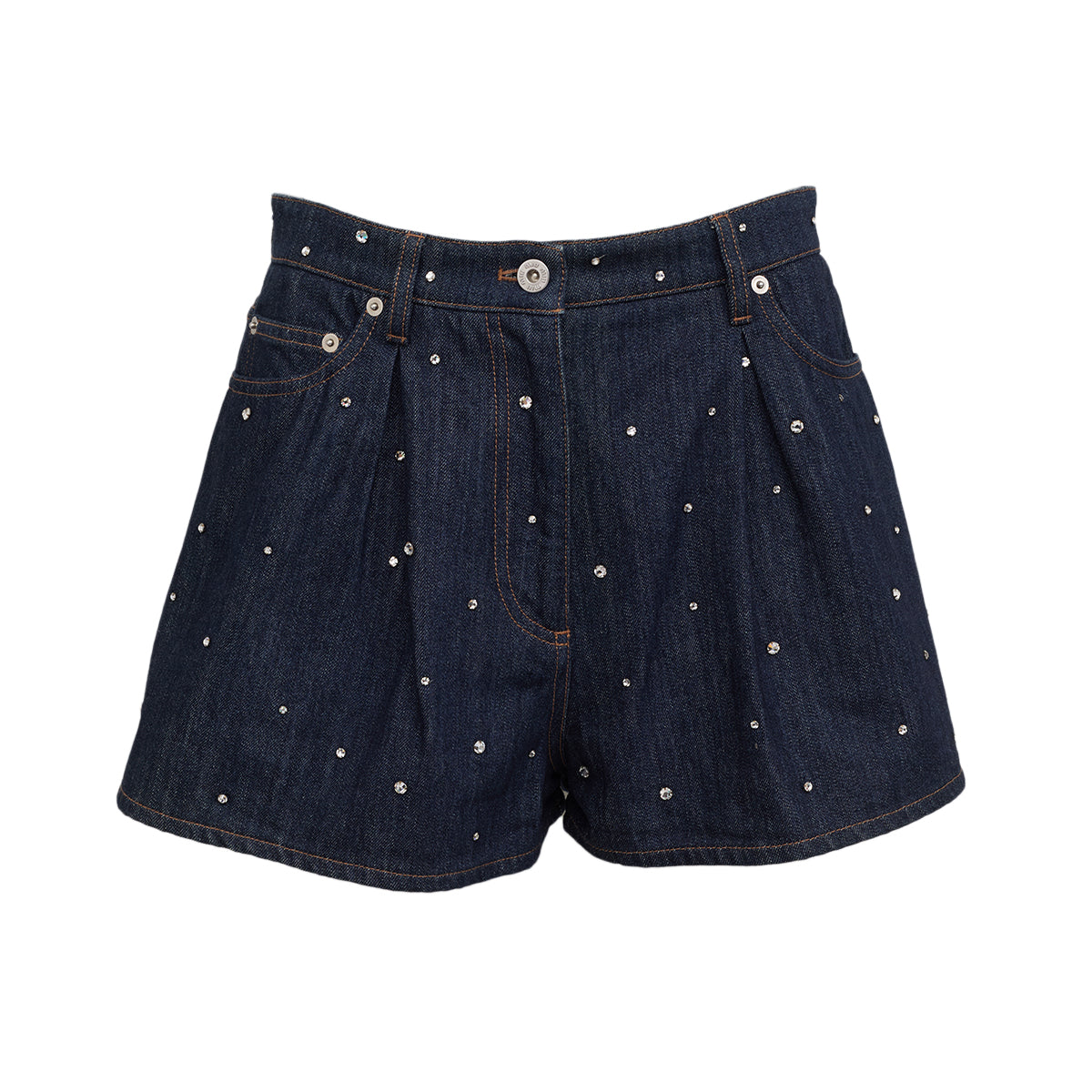 Shorts Miu Miu Jeans Azul Escuro Com Strass Tam 36 Br