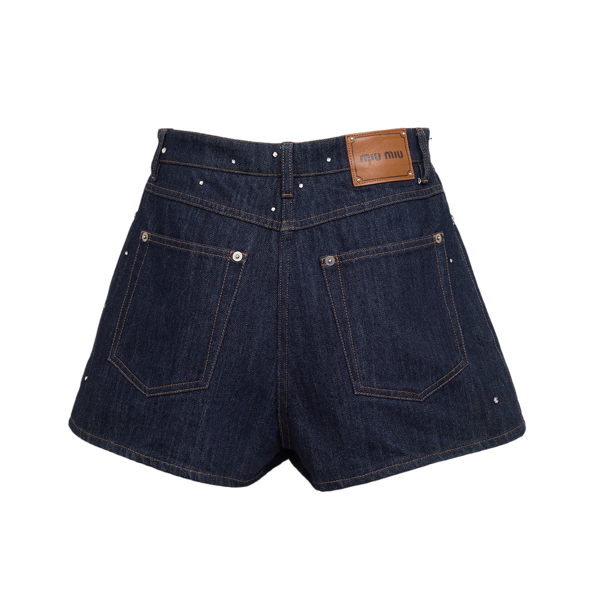 Shorts Miu Miu Jeans Azul Escuro Com Strass Tam 36 Br