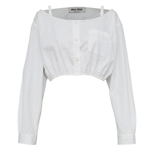 Camisa Cropped Miu Miu Branca Tam 36 Br