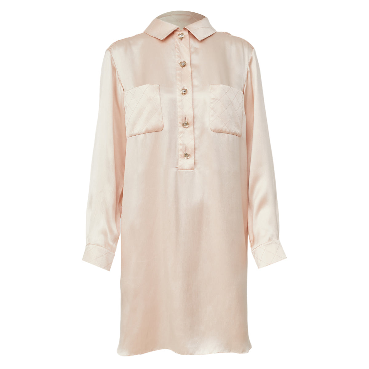 Camisa Chanel Rosa Acetinada Tam 36 BR