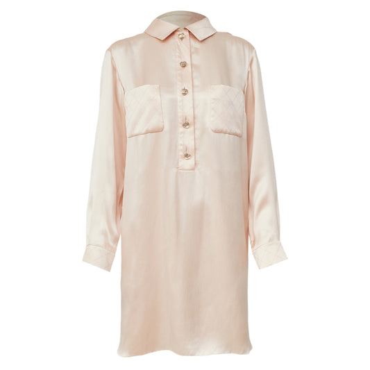 Camisa Chanel Rosa Acetinada Tam 36 BR
