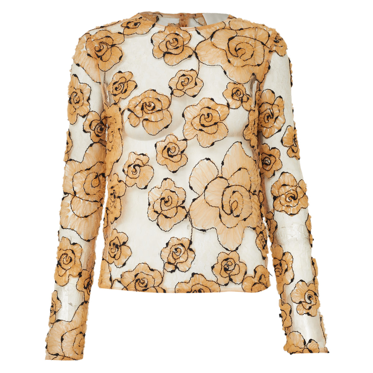 Blusa Paula Raia Tule Bege Florido Tam 36 BR