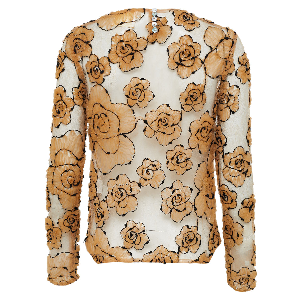Blusa Paula Raia Tule Bege Florido Tam 36 BR