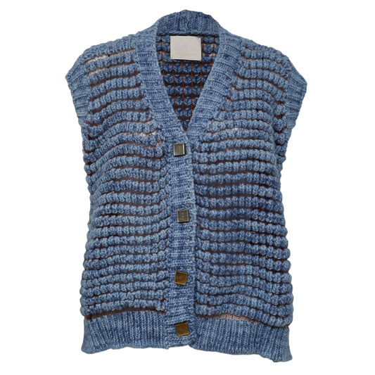Colete Paula Raia Azul Croche Tam P Br