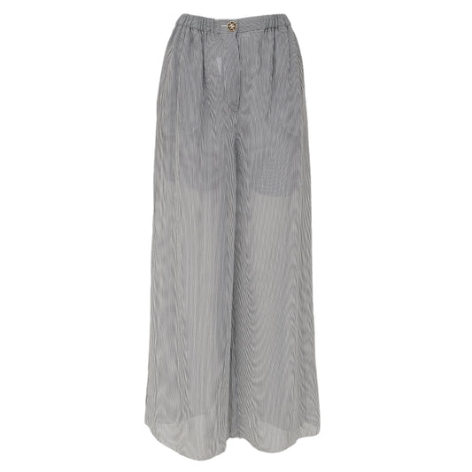 Calça Chanel Listrada Azul Tam 36 Br