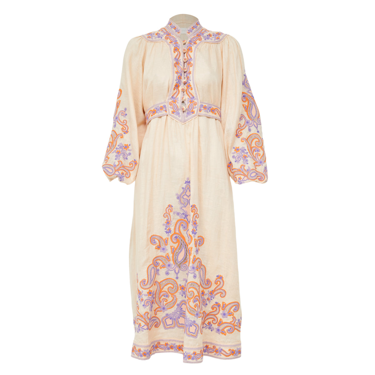 Vestido Zimmermann Bordados Floral Rosa Claro Tam 36 BR