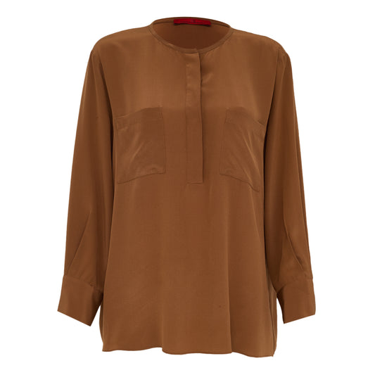 Camisa Carolina Herrera Seda Marrom Tam G BR