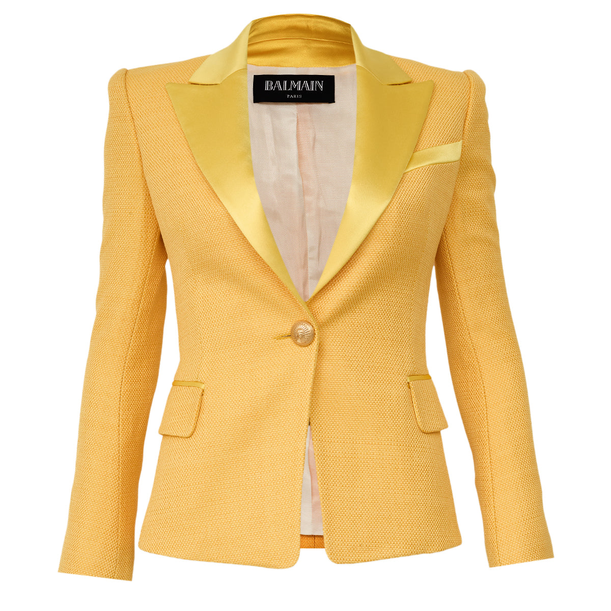Blazer Balmain Texturizado Amarelo Tam 32 Br