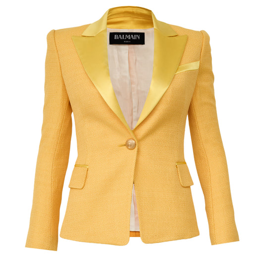 Blazer Balmain Texturizado Amarelo Tam 32 Br