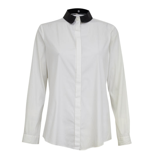 Camisa Burberry Branco Gola Preta Tam 40 Br