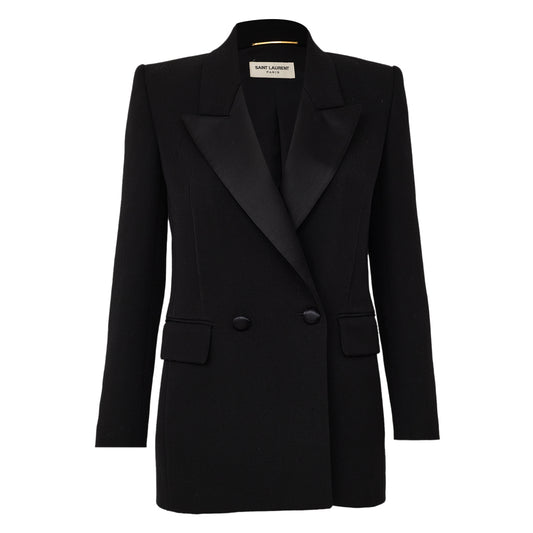 Blazer Saint Laurent Preto Detalhe Cetim Tam 36 Br