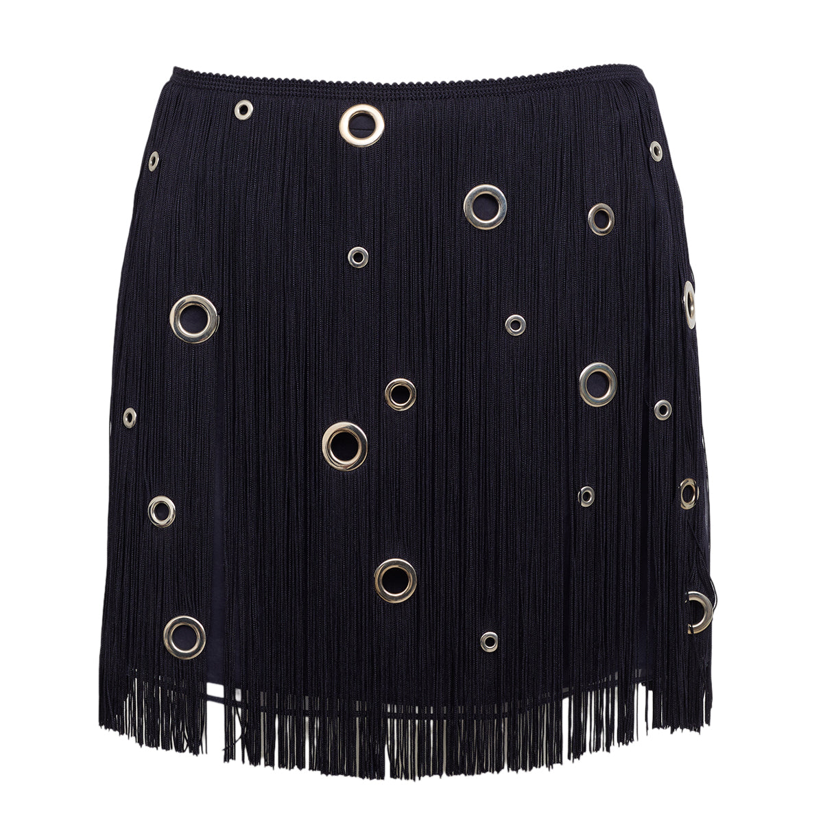 Saia Prada Azul Com Franjas Tam 38 Br