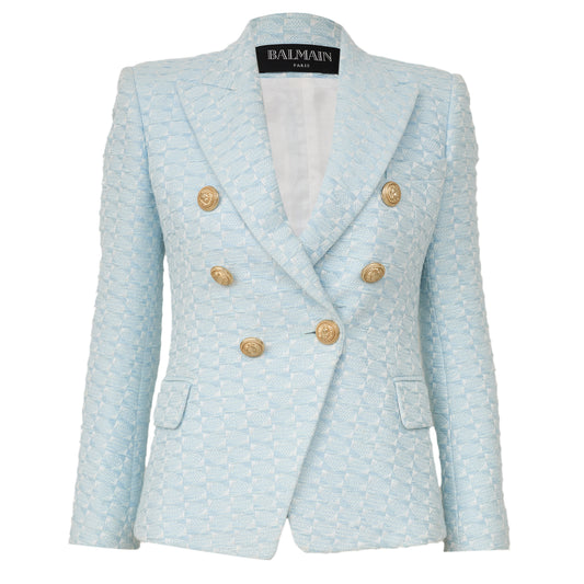 Blazer Balmain Texturizado Azul Tam 34 Br