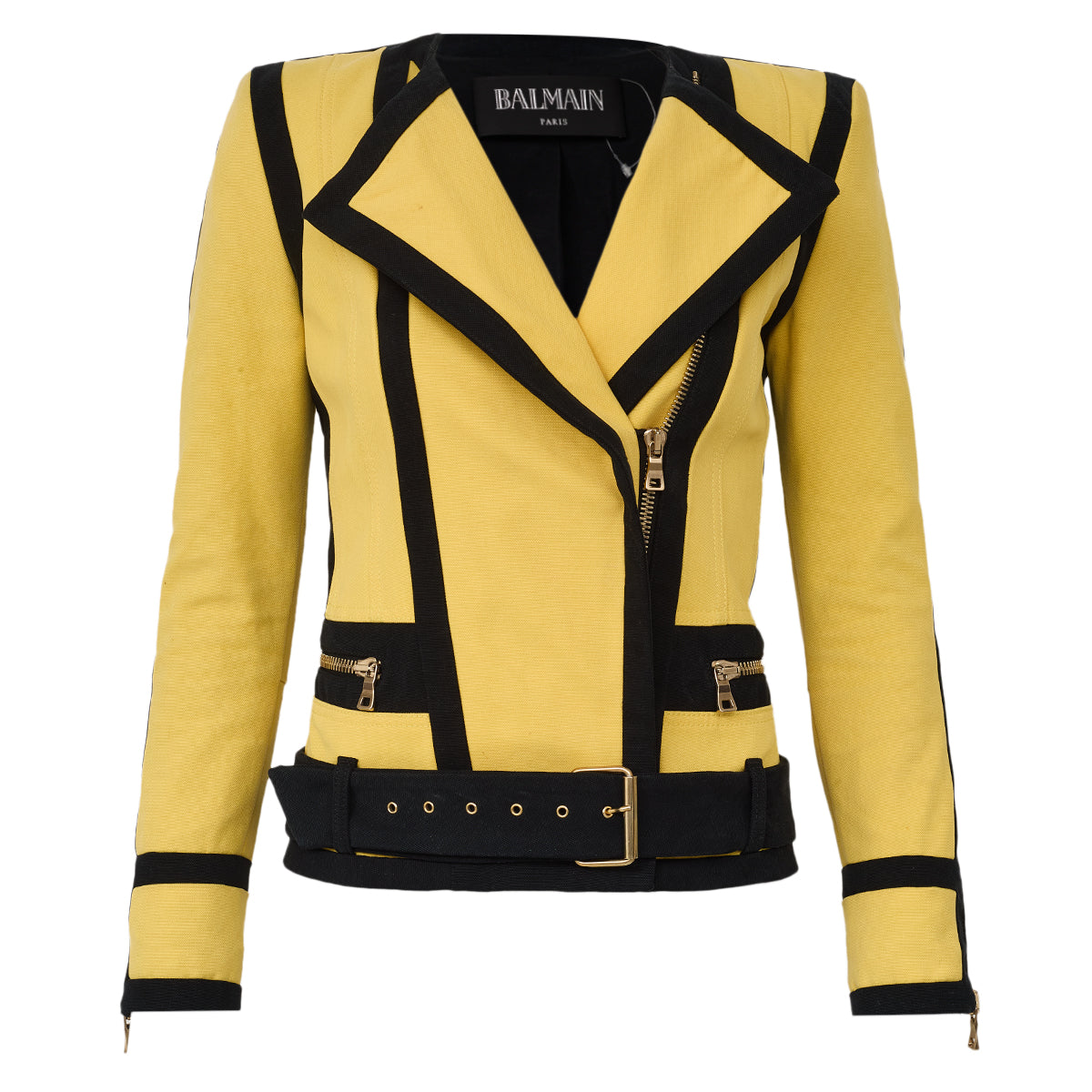 Jaqueta Balmain Preto e Amarelo Tam 32 Br