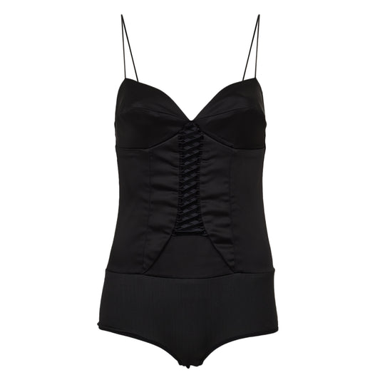 Body Paula Raia Preto Trançado Tam 36 Br