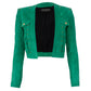 Jaqueta Balmain Couro Veludo Verde Tam 32 Br