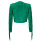Jaqueta Balmain Couro Veludo Verde Tam 32 Br