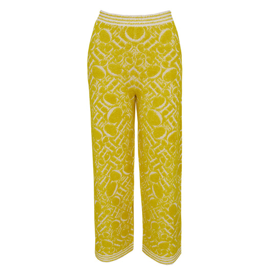 Calça Carolina Herrera Atoalhada Amarela Tam. 38 Br