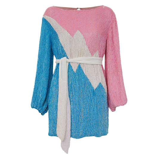 Vestido Retrofête Paetes Tricolor Tam. M