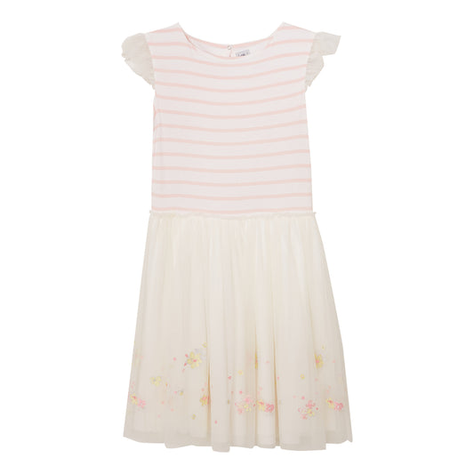 Vestido Petit Bateau Branco e Rosa Tam. 12 Br