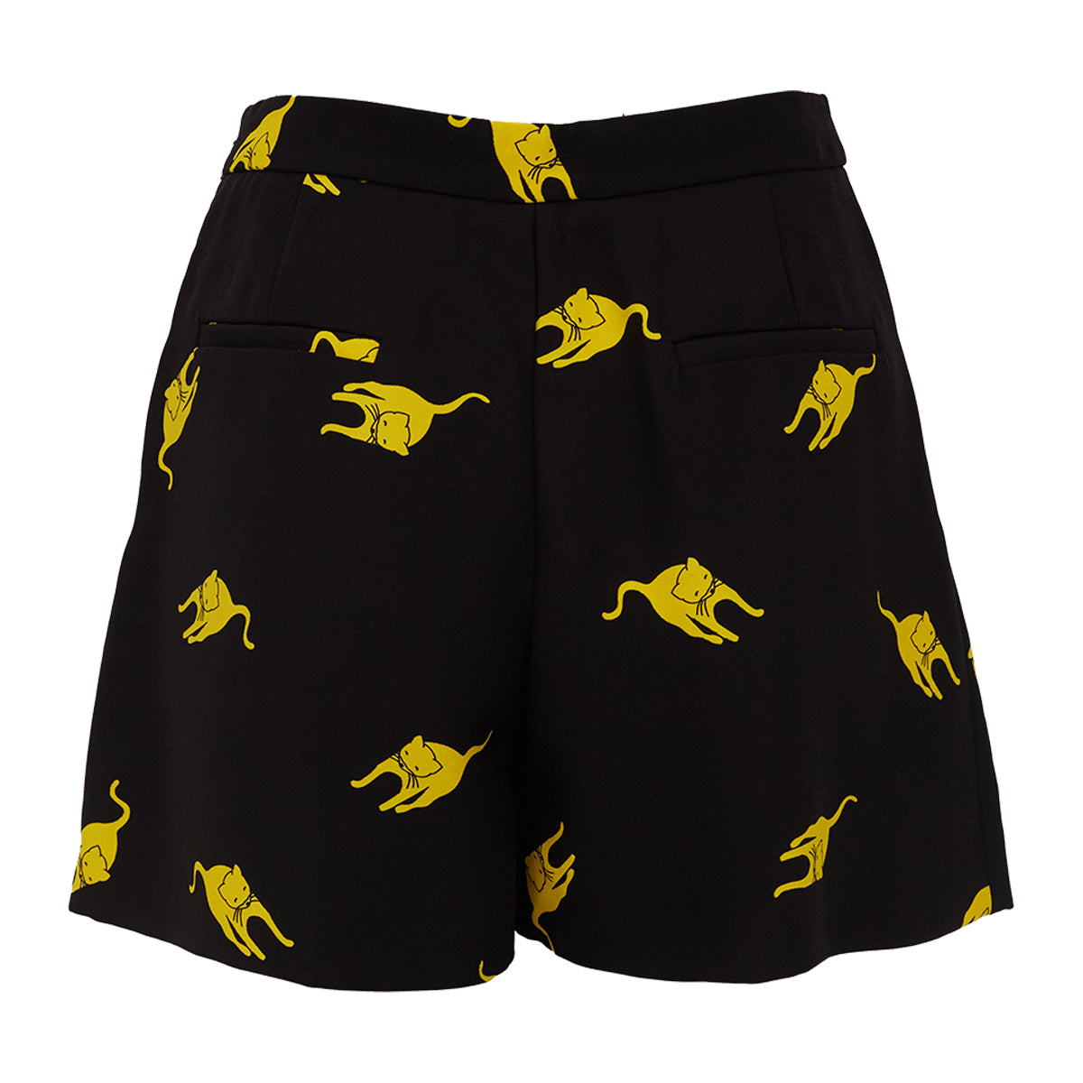 Shorts Miu Miu Estampado Preto e Amarelo Tam. PP BR