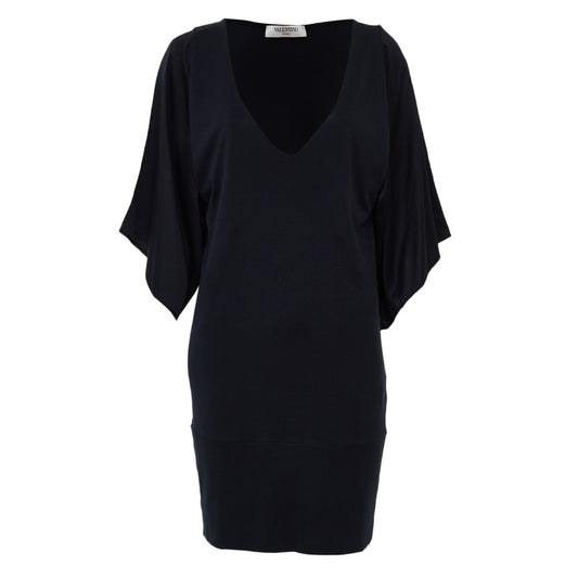 Vestido Valentino Preto Manga De Cetim Tam 42 Br