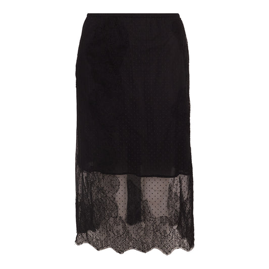 Saia Valentino Midi Renda Preta Tam. 38 Br