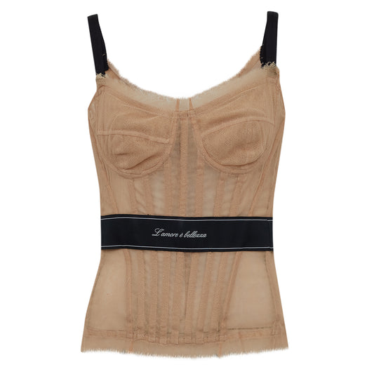 Corset Dolce & Gabbana Tule Bege e Preto