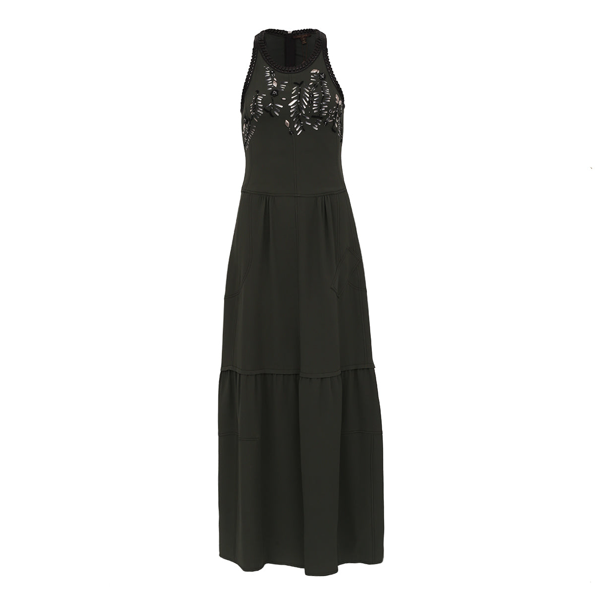 Vestido Louis Vuitton Longo Verde Militar TAM. 36 BR