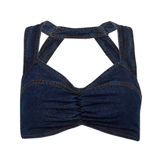 Conjunto Top e saia Paula Raia jeans Tam. PP BR